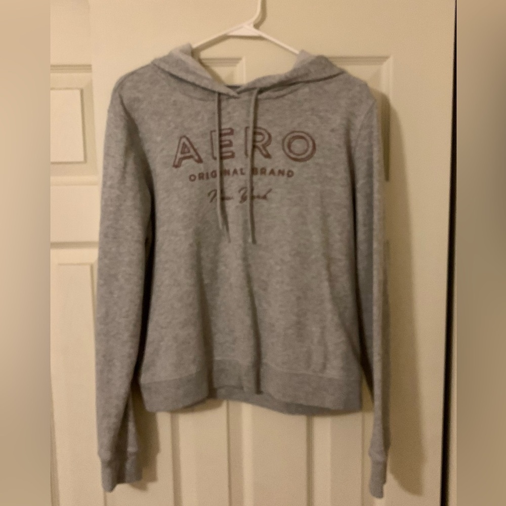 Aeropostale Aero gray grey hoodie sweatshirt, size small